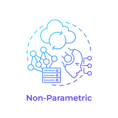 Non parametric memory blue gradient concept icon. Prominent approach in statistical analysis. RAG development. Round shape line illustration. Abstract idea. Graphic design. Easy to use in article