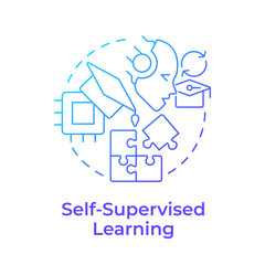 Self supervised learning blue gradient concept icon. Training model with large dataset. Generative AI. Round shape line illustration. Abstract idea. Graphic design. Easy to use in presentation