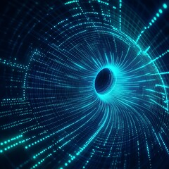 Fototapeta premium Abstract digital background with glowing blue tunnel and radial light effects in futuristic design