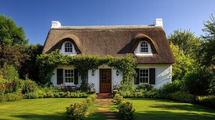Cape Dutch home with a classic thatched roof.