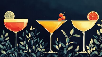 Chic cocktail party invitation showcasing stylish fonts and a minimalist design, perfect for a sophisticated evening gathering.