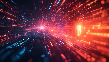 Obraz premium A dynamic IT security concept background, with a glowing digital lock and secure data transmission lines, highlighting cybersecurity and encryption in a techsavvy environment