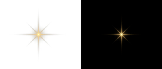 Png gold star light, sparkle. Yellow light effect. Shining light with yellow gold color. Png...