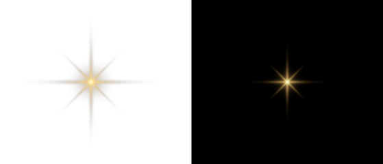 Png gold star light, sparkle. Yellow light effect. Shining light with yellow gold color. Png spotlight spark.Vector transparent sunlight special lens flare light effect.	
