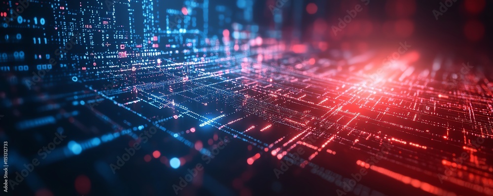 Aufkleber a futuristic it security concept background with a network grid, binary code, and security shield ic