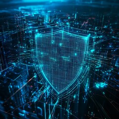Fototapeta premium Abstract Digital Shield Concept Representing Cybersecurity Protection and Data Security Visualization