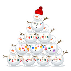 Christmas tree of snowman with hat