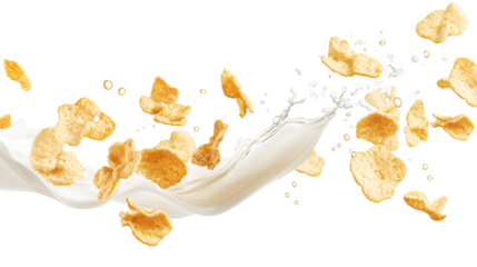 Crispy Cornflakes Milk Splash Delicious Breakfast Cereal