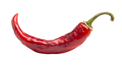Single Red Chili Pepper, Spicy Food, Hot Ingredient, Vibrant Color, Isolated Background