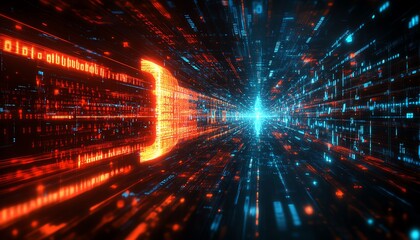 A hightech IT security concept background featuring a glowing digital shield, secure data streams, and abstract binary code, symbolizing protection in cyberspace