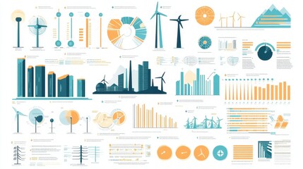 Colorful infographic displaying key statistics about renewable energy sources, using icons and charts for easy comprehension.