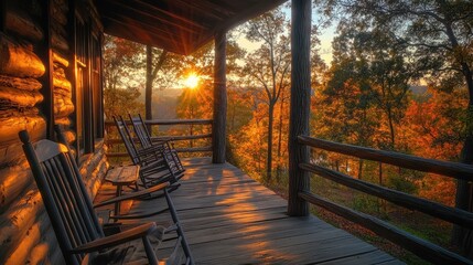 Cozy porch with rocking chairs