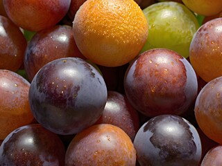 grapes photographed up close along with other fruits