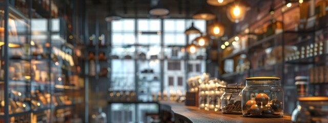 Interior of Stylish Rustic Cafe