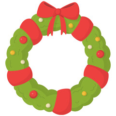 Christmas wreath cartoon illustration 