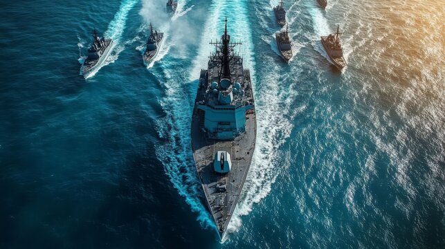 South Korean destroyer in formation.