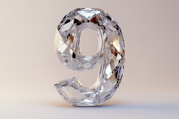 Crystal with gem and diamond  0, 1, 2, 3, 4, 5, 6, 7, 8, 9. luxury number. Party, birthday, celebrate anniversary and wedding. Realistic design elements.