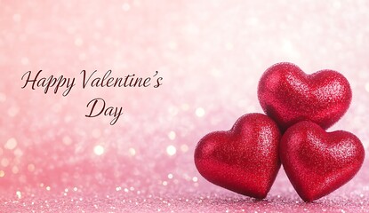 Obraz premium Romantic Valentine's Day Greeting with Glitter Hearts