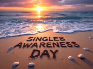 Singles awareness day beach sunset: inspirational seaside celebration for singles