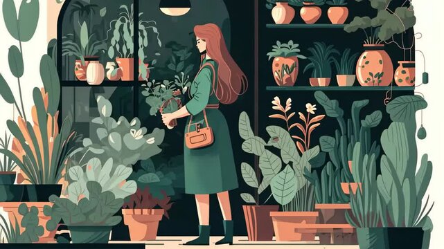 Agriculture gardener hobby and garden job. Woman planting gardens flowers, gardener flowers. Flat vector illustration.