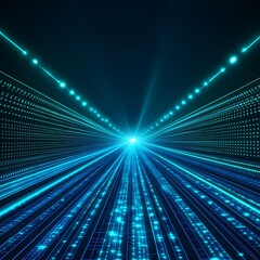 Fototapeta premium Futuristic Abstract Digital Technology Background with Light Trails and Glowing Particles in Dark Space