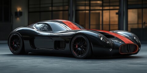 Fototapeta premium The roar of the engine and the thrill of the road in a powerful sports car