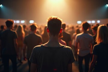 Crowd of people with one highlighted individual standing out, symbolizing the importance of individuality and standing tall amidst a sea of similarities.