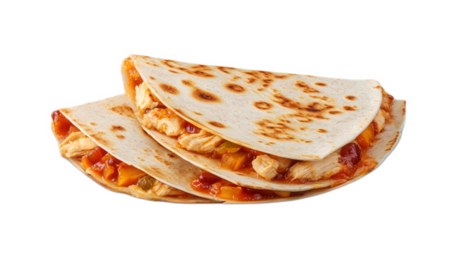 Delicious Chicken Quesadilla on a White Plate with Texture