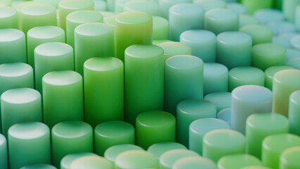 Obraz premium 3d rendering of an abstract geometric background of many cylindrical columns of different lengths. The cylinders form an abstract background.