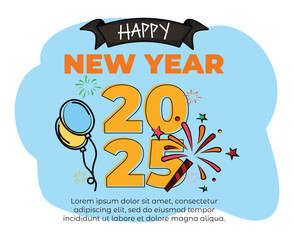 hand draw 2025 Happy New Year poster background