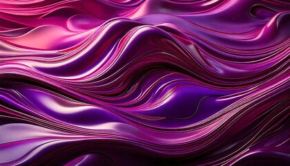 Obraz premium 3D Abstract Composition of Metallic Liquid Waves in Vibrant Shades of Purple and Pink