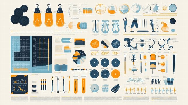 Infographic comparing different workout types, using icons and charts to highlight benefits, durations, and suitability for various fitness levels.