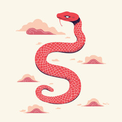 Naklejka premium Snake silhouette icon Chinese newyear greeting card illustration