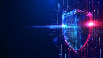 Obraz premium Futuristic Shield Design with Digital Effects and Neon Colors for Cybersecurity Concept Illustration