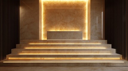 Illuminated Marble Steps And Platform Interior Design