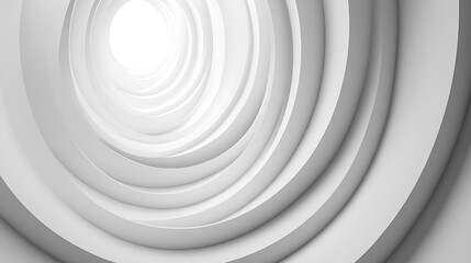 Obraz premium Abstract concentric circles, layered, white, light, tunnel, architectural, 3d, design, perspective.