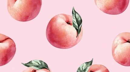 Set of watercolor illustrations hand holding of fruit peach,Peach with leaves seamless pattern,tender juicy fruits peaches,hand painted,menu smoothie,botanical watercolor.
