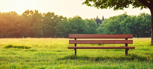 Sustainable serenity bench in a lush park nature photography tranquil environment daylight viewpoint