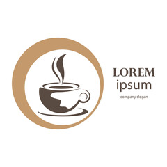 logo design of hot coffee in a glass with smoke