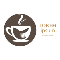 logo design of hot coffee in a glass with smoke