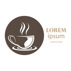 logo design of hot coffee in a glass with smoke