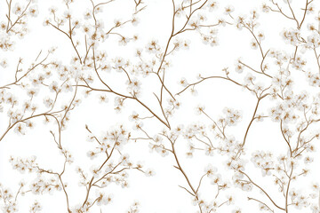 Fototapeta premium cherry blossoms with thin branches, white background
