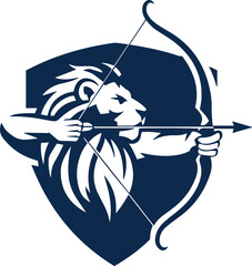 Lion head vector in circle vintage style logo