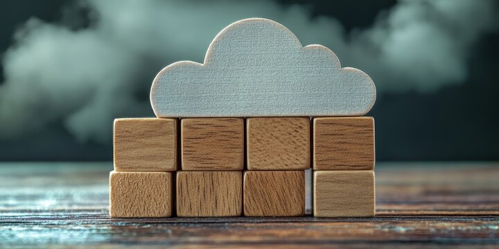 Wooden blocks representing AWS concepts and cloud computing services, showcasing the integration of creativity and technology with AWS wooden blocks as a focus in the realm of cloud computing.