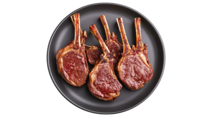 Juicy Grilled Lamb Chops Served on a Black Plate with Garnish