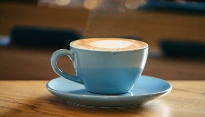 Obraz premium テーブルにあるカフェラテ