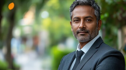 Obraz premium Middle-aged Indian man with a business suit and a confident look.