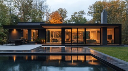 Fototapeta premium Minimalist house with sustainable materials.