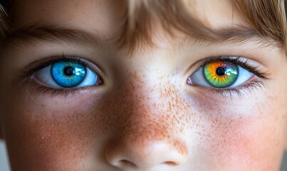 Obraz premium Boy with heterochromia and freckles.