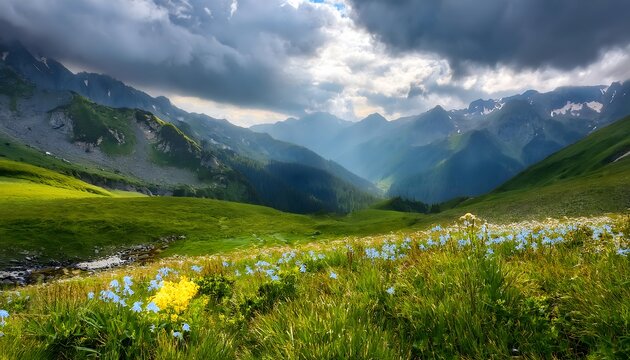 Despu&eacute;s de la lluvia en praderas o monta&ntilde;as 